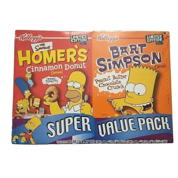 Kellogg's The Simpsons Cereal Super Value Pack Sealed New Cinnamon Donut PB Choc - Picture 1 of 4